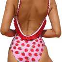 Verdusa Women's One Piece Swimsuit Cut Out Ruffled Open Back Spaghetti Strap Swimwear (Large)