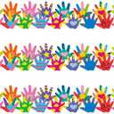 72 Feet Colorful Handprint Borders Hands Border Trim for Bulletin Board Back to School Classroom Decoration