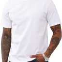 Mens Cotton T-Shirt Casual Short Sleeve Shirts Basic Heavyweight Crew Neck Soft Tees Classic Fit Summer Top L