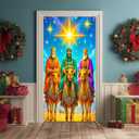 IVN Three Kings Day Epiphany Door Cover 71 x 35 Inches Front Door Banner Camel Journey Religious Holiday Decor Indoor And Outdoor (Wise men traveling on camels guided by a star)