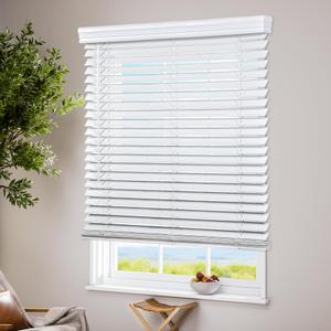 LazBlinds Cordless Faux Wood Blinds, 19" W x 48" H, White