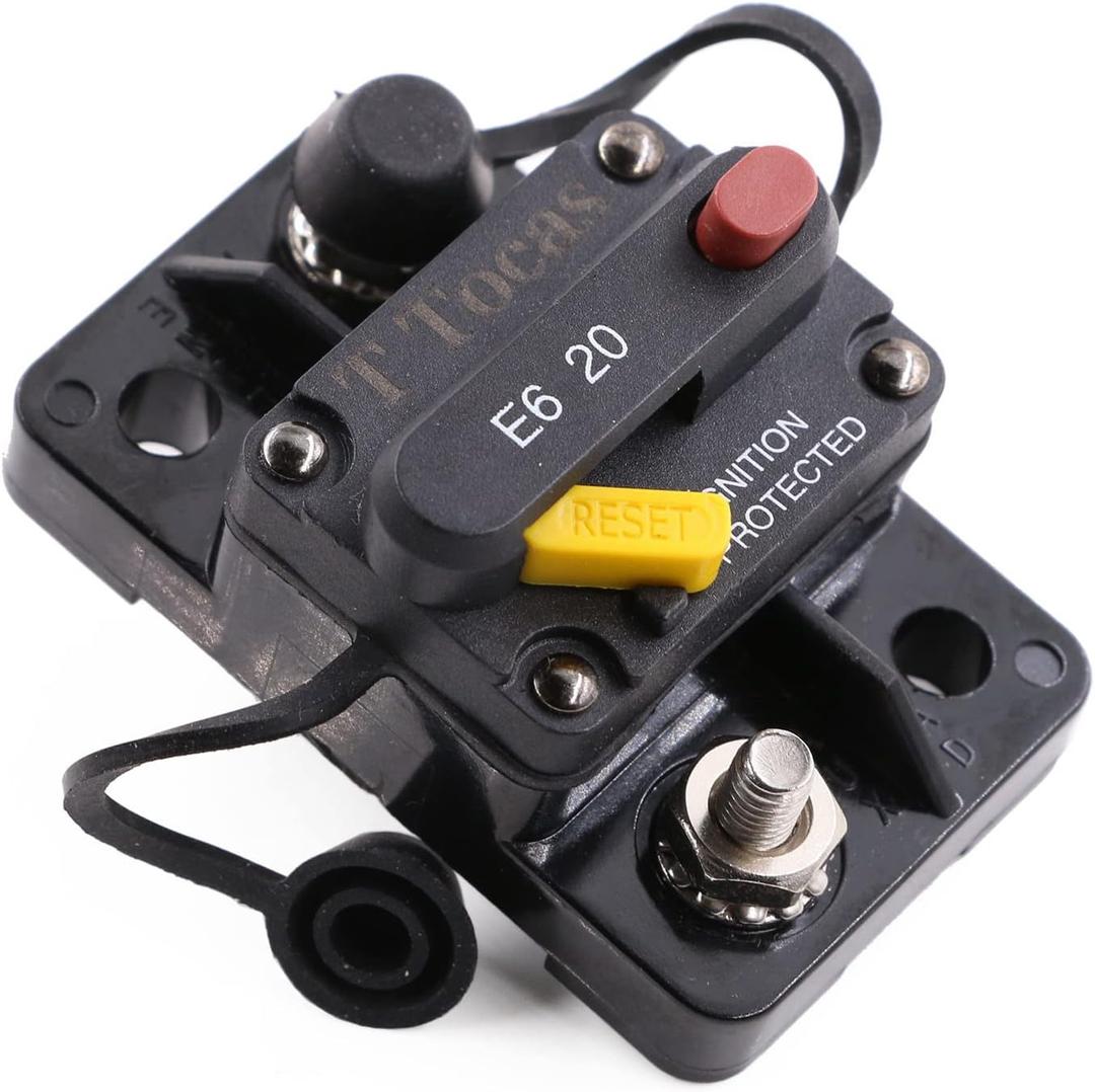 E69 20A Amp Manual Reset Circuit Breaker 12V-32V DC for Boat RV Motor Solar System Waterproof Switchable | UL Certified