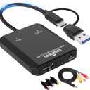 Herfair VHS to Digital - RCA to HDMI Converter, USB Video Capture Card for Hi8/VCR/DVD/AV/PS2/Wii Analog to Digital Adapter for Saving Old Memories to Modern Laptop Computer Electronics