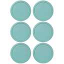 Replacement Lids fits Pyrex 4-Cup Glass Food Storage Container Bowls, 6-Inch Plastic Round Lids Covers for Pyrex 7201-PC, Airtight & Leakproof (6-Pack, Turqoise)