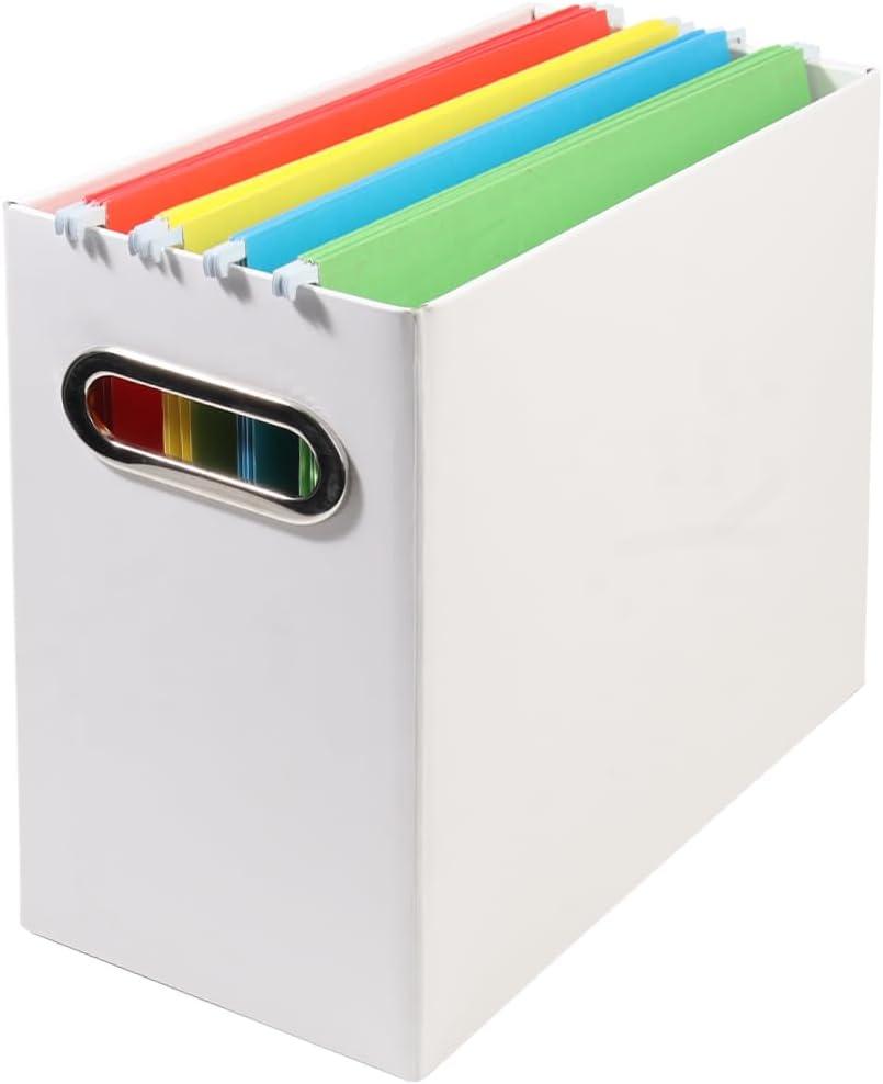 Collapsible File Organizer Box with Handle, Filing Organizer for Home or Office, Small Portable File Box(1 Pack, White)