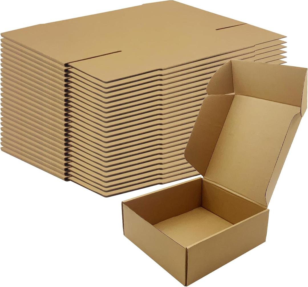 8x8x3 Inches Shipping Boxes Set of 25Brown Cardboard Boxes Recyclable Corrugated Mailers for Small Business, E-commerce, Gift Packaging Storage Boxes Products Box Self-Locking Folding Boxes