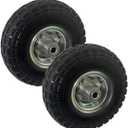 AOPANDA (2 Pack 10" Solid Rubber Tire Wheels, 4.10/3.50-4 Flat Free Tire for Wheelbarrow, Dolly, Hand Truck, Wagon, Garden Cart, Generator Wheels Replacement - 5/8" Bearings, 2.2" Offset Hub