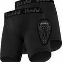 Runhit Boys Cup Underwear for Baseball Football, Youth Compression Shorts with Soft Protective Athletic Cup Boxer Brief (Medium, 2 Pack Black)