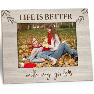 Life Is Better with My Girls Picture Frames, Mom of Girls Photo Frame, Girl Mom Gifts for Mother Father, Mother and Daughter Wooden Photo Frames for Tabletop or Wall Hanging 5x7