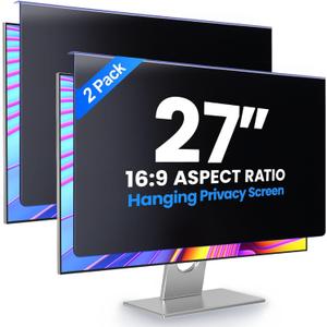 [2-Pack] Computer Privacy Screen Filter 27" Hanging Privacy Screen Protector Compatible Widescreen Computer Monitor with Aspect Ratio 16:9,Anti-Glare Privacy Screen Protector (27" Diagonal)