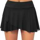 Aqua Eve Swim Skirt Swimsuit Bottom - High Waisted Bathing Suit Bottom Layer Ruffle Tummy Control Swim Skirt 2025 (X-Small, Black)