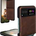 Foluu for Motorola Razr 2023 Case [Not fit Razr Plus 2023], Moto Razr 2023 Leather Case, PU Leather + Hard PC Shell Ultra Thin Slim Durable Protective Phone Case Cover for Motorola Razr 2023 Brown