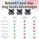 BINGPET 6PCS Dog Socks to Prevent Licking Paws with Grippers for Hardwood Floors Anti Slip, Winter Pet Shoes Booties, Extra-Thick Grip Dog Boots & Paw Protectors for Small Medium Large Senior Dogs, S (Black (6 Count))