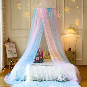 Princess Pink Blue Bed Canopy for Girls Bed Net,Princess Canopy for Kids Bed Room Decor (Pink+Blue)