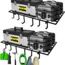 Colinktool Garage Wall Shelving, 2X4ft Garage Storage Rack,Heavy Duty Wall Mounted Storage Shelf With 12 pc Hooks-Each Loads 260lbs Metal Wall Shelf,Black,2Pack