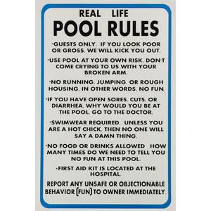 New Metal Aluminum Sign Real Life Pool Rules Funny Pool Rules Signs for Outdoor & Indoor 12" x 8"