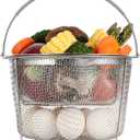 AOZITA Steamer Basket for Instant Pot Accessories 6 qt or 8 quart - 2 Tier Stackable 18/8 Stainless Steel Mesh - Silicone Handle - Vegetable Steamer Insert, Egg Basket, Pasta Strainer,Silver