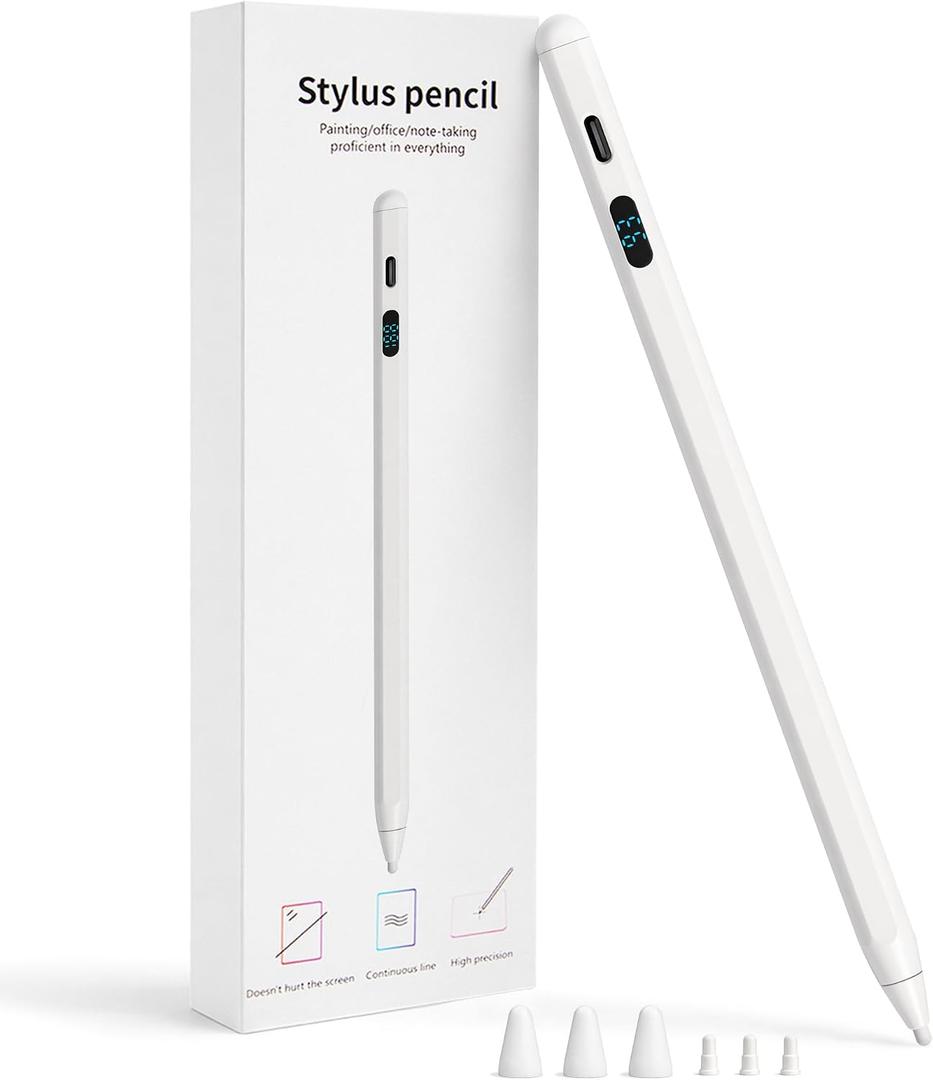 Stylus Pen for iPad & iPhone, Smartphone, Dual OS Active Pencil with LED Display, Universal X3 Stylus with Tilt Sensitivity, Compatible with Android Tablet Xiaomi HP Lenovo Pad Galaxy Tab