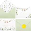 Crisky Sage Green Baby Shower Thank You Cards with Envelopes & Stickers(50 Pack), Eucalyptus Baby Thank You Cards Bulk with Watercolor Wildflower Design for Newborn Boy Girl Birthday