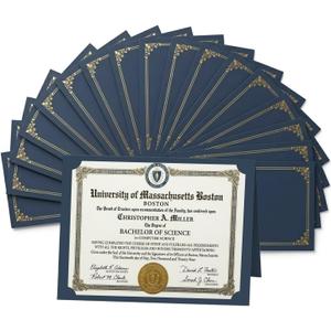 Certificate Holders 8.5 x 11, 30 Pack Extra Thick Diploma Covers, Navy Blue Certificate Folders with Gold Foil Border for Graduation, School Awards, Recognition and Office Certificates.