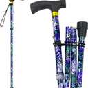 SPRING SEAON Folding Cane for Men and Women Lightweight, Adjustable Walking Stick with Comfortable Handle  Compact and Portable Collapsible Walking Cane for Travel and Daily Use (Purple Floral)
