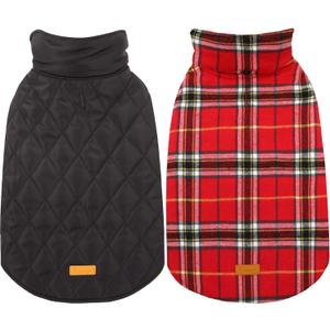 Kuoser Waterproof Dog Coat, Reversible Dog Jacket for Large Dogs, Adjustable Durable Doggie Winter Coat for Groowing Puppies Warm Puppy Cold Weather Apparel, Bright Red L (Large (Pack of 1))
