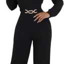 Sexy Sparkly Jumpsuits for Women Formal Elegant Mock Neck Shiny Long Straight Pants Rompers Cocktail Party Outfits (Medium, Black1)