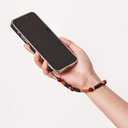 Beaded Phone Wrist Strap Bamboo Beaded Phone Lanyard Coconut Shell Beads Wrist Lanyard for Smartphone Charm Wristlet (Garnet Red)