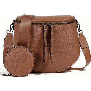 MOETYANG Crossbody Bags for Women Large Vegan Leather Bum Bag with Coin Purse (Sugar Chestnut Brown)