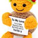 2 x Gifts for Women Man, Handmade Crochet Turtle Taco Birthday Gifts Christmas Stocking Stuffer Funny Desk Accessories Positive Emotional Support Gift (to My Love)
