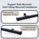 Ceiling Curtain Track, 3ft to 12ft Adjustable Curtain Track Ceiling/Wall Mount, Heavy Duty Aluminum Curtain Track Rods with Roller Hooks - Curtain Rail System for Grommet/Pleated Drape, Black