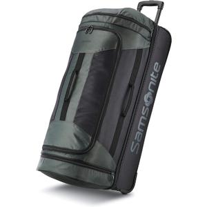 Samsonite Andante 2 Wheeled Duffel Bag 32-Inch Durable Rolling Luggage with Inline Skate Wheels, Push-Button Handle & Spacious Compartments Travel-Friendly and Lightweight - Moss Green/Black