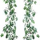 2 Pack Artificial Hanging Leaves Vines, 5.7 Ft Fake Willow Leaves Twigs Silk Plant Vines in Green for Indoor/Outdoor Wedding Decor
