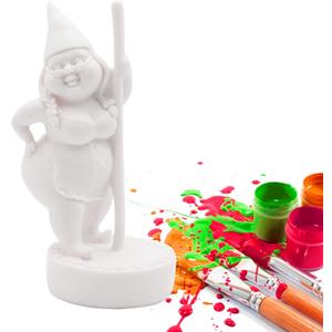 Dnoifne Paint Your Own Garden Gnome Statues, Unpainted Pole Dancing Gnome Statue, Unpainted DIY Gnome Figurines, Funny Outdoor Gnome Figure, Dancing Lady Gnome Statue(6.7"/17 cm) (Large, White)
