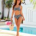 Blooming Jelly Womens Bikini Sets Two Piece Cheeky Swimsuit Embroidery Curvy String Bathing Suit (Black, L)