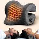 3s Heated Neck Stretcher for Pain Relief, Graphene Heating Pad, Odorless Neck Cloud Cervical Traction Device Chiropractic Pillow for Shoulder, Christmas Gifts for Women, Men, Mom, Dad (Gray)