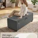 SONGMICS Storage Ottoman, Storage Chest Bench with Legs, End of Bed Bench with Safety Hinges, Pull Tab, for Living Room, Bedroom, 19.7 x 47.6 x 16.5 Inches, Linen-Look Fabric, Slate Gray ULOM511GN01
