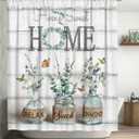 Tijuboni Farmhouse Shower Curtain Green Eucalyptus Shower Curtains for Neutral Country Bathroom Decor Rustic Butterfly Botanical Shower Curtain Set Waterproof Polyester Fabric 60 x 72 Inch (Leaf)