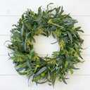 24 Inch Olive Wreath for Front Door - Artificial Greenery Spring Summer Wreath with Mixed Willow Leaves & Olive Fruit - Large All Season Farmhouse Decor for Indoor Outdoor Wall Wedding