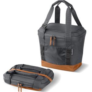 CleverMade Pacifica Collapsible Cooler Bag Small Portable Cooler Bag for Travel, Foldable Insulated Cooler for Beach, Picnic & Road Trips, Holds Up to 18 Cans, Leakproof Soft Carry Cooler - Gray