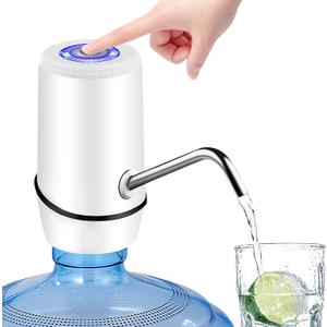 Water Dispenser for 5 Gallon Bottle, Electric Water Pump for 5 Gallon Jug with Switch and USB Charging, Portable Automatic Water Jug Dispenser for Camping, Travel, Home, Kitchen, Office (White)
