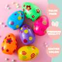 JOYIN 6 Pcs Large Printed Easter Eggs, 6 Inches Jumbo Plastic Eggs Fillable for Easter Themed Hunt Basket Stuffers Fillers Filling Treats Party Favor Classroom Prize Supplies