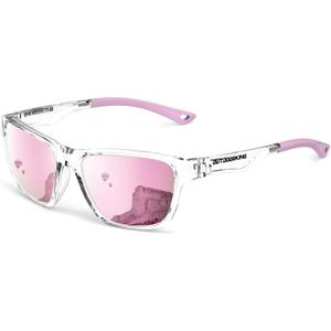 Polarized Running Sunglasses for Women Mens Sun Glasses for Cycling Fishing Driving Golf UV Protection (Sakura Pink + Transparent Pink)