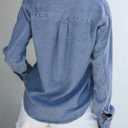 Sidefeel Women's Denim Shirts Button Down Jean Shacket Spring Outfit 2025 Long Sleeve Chambray Blouse Top (Medium, Light Blue)