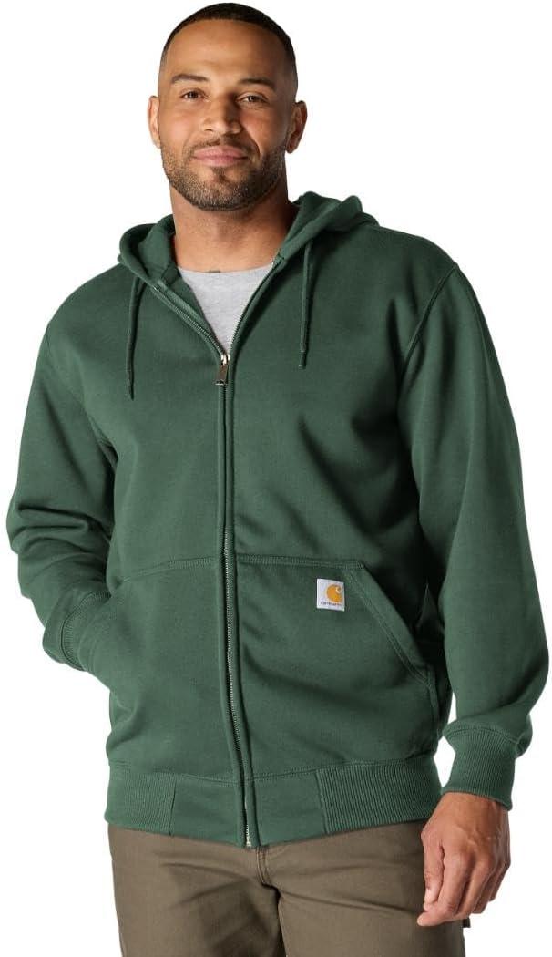 Carhartt Men's Rain Defender Loose Fit Heavyweight Full-Zip Sweatshirt, Forestry Green, Small