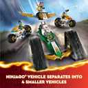 LEGO NINJAGO Ninja Team Combo Vehicle, 4 in 1 Ninja Playset for Kids with Glider, Off-Road Racer and 2 Motorcycle Toys, Birthday Gift for Boys and Girls, Ninja Toy with 6 Minifigures, 71820