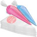 Prestee 400 Anti Burst Disposable Piping Bags, 12" - Pastry Bags, Icing Piping Bags, Tipless Piping Bags, Frosting Bags, Piping Bag, Cake Decorating Bags, Christmas Holiday Cake and Cookie Decoration (Smooth (400 Pack))