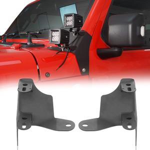 Hooke Road Dual A-Pillar Light Mounting Brackets Compatible with 2018-2025 Jeep JL Wrangler/Gladiator JT - Pair (Does not fit  Gladiator Mojave  Model)