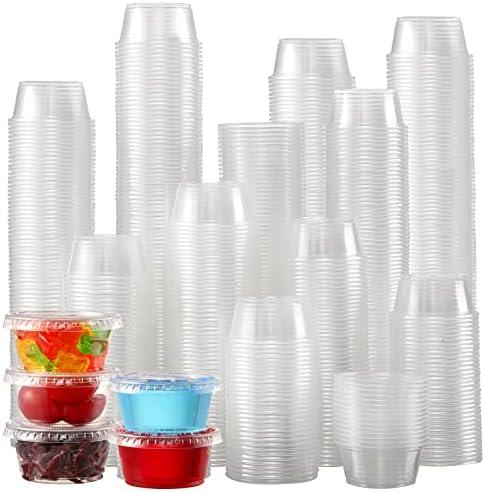 [650 Sets - 2 Oz ] Jello Shot Cups, Small Plastic Containers with Lids, Airtight and Stackable Portion Cups, Salad Dressing Container, Dipping Sauce Cups, Condiment Cups for Lunch, Party to Go, Trips