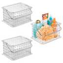 iDesign Small Clear Shower Caddy with Handle, Portable Shower Organizer for Dorm or Bathroom, 3-Pack